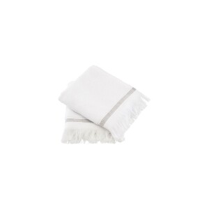 Towel, 40x60 cm, White w. grey stripes