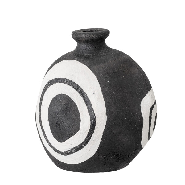 Mika Deco Vase, Black, Terracotta